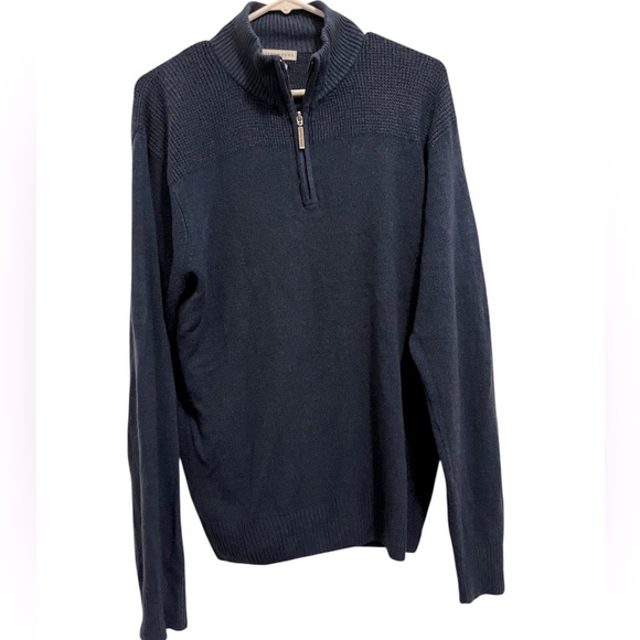 Geoffrey Beene SzM Super Soft Dark Blue 1/4 Zip-Up Sweater - Picture 1 of 5